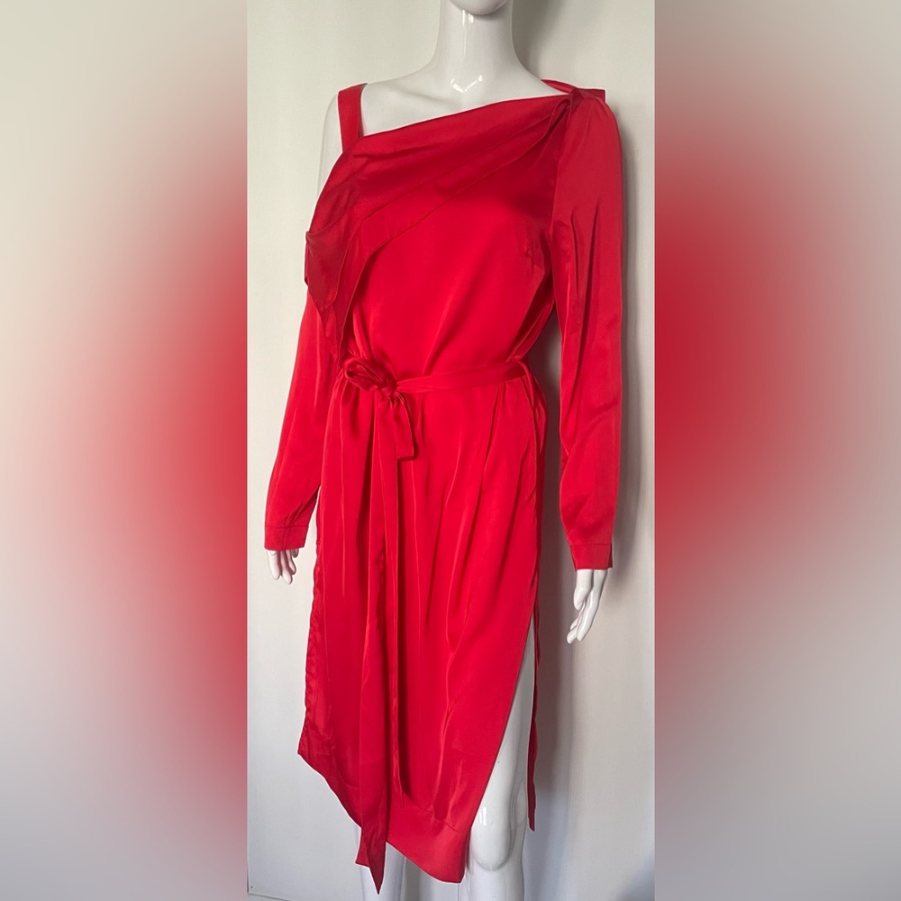 Lea & Viola Red Satin Dress Size M.